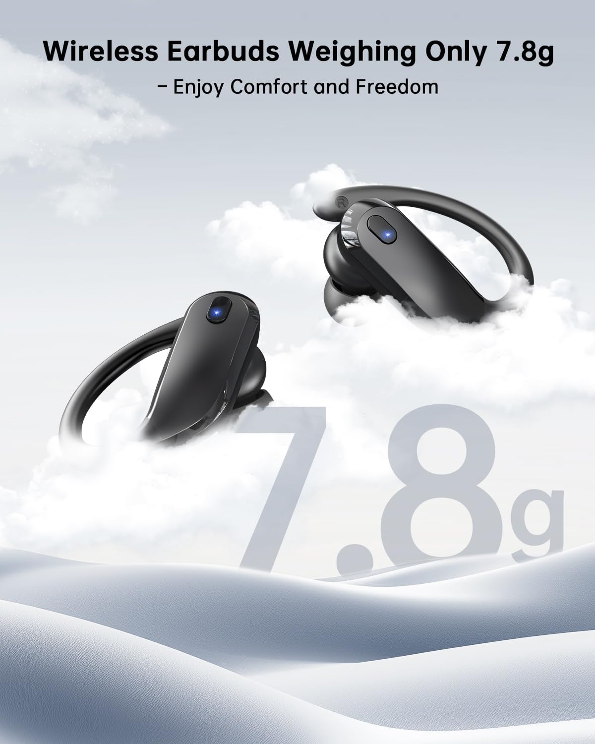 NDO T07 ultra-light earbuds 7.8 g each — lightweight graphic